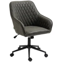 Vinsetto Scaun de birou cu inclinare si inaltime reglabila, din Piele PU, spuma de cauciuc si otel, 59x60x90-100 cm, Gri(m-11)