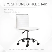 HOMCOM Adjustable Swivel Office Chair with Armless Mid-Back in PU Leather and Chrome Base - White(m-5)