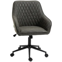 Vinsetto Scaun de birou cu inclinare si inaltime reglabila, din Piele PU, spuma de cauciuc si otel, 59x60x90-100 cm, Gri(m-1)