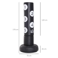 HOMCOM Punching Bag Stand, 5.8 FT-Black(m-3)