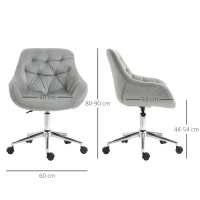 Vinsetto Home Office Chair Velvet Ergonomic Computer Chair Comfy Desk Chair with Adjustable Height, Arm and Back Support, Grey(m-3)