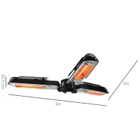 Outsunny Electric Umbrella Parasol Mounted Infrared Heater 2000W Patio Gazebo Outdoor Use(m-3)