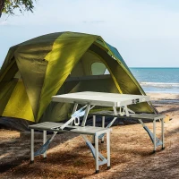 Outsunny Aluminum Portable Picnic Table Chair Set(m-2)