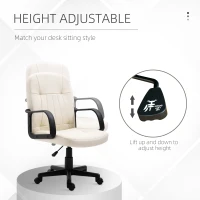 HOMCOM Swivel Executive Office Chair Home Mid Back PU Leather Computer Desk Chair for Adults with Arm, Wheels, Cream(m-4)