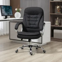 Vinsetto Executive Office Chair Task Chair for Home with Arm, Swivel Wheels, Linen Fabric, Black(m-10)