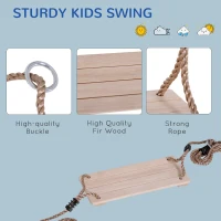 HOMCOM Wooden Garden Swing Seat Outdoor Pine Wood Swing Chair for Adults & Kids(m-6)