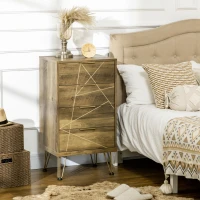 HOMCOM Mobile Cassettiera a 4 Cassetti in Legno Truciolare e Gambe in Acciaio, 48x39x87cm, Legno e Oro(m-2)