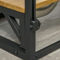 PawHut Comedero para Perros Elevado Altura Ajustable con 2 Cuencos de Acero Inoxidable Alimentador de Agua y Comida para Mascotas 58x32x50 cm Negro y Roble(m-9)