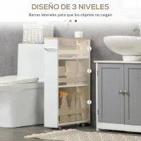 kleankin Armario Auxiliar de Baño Carrito con 3 Estantes y Ruedas para Espacios Estrechos 50x13x67,5 cm Blanco(m-4)