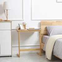 HOMCOM Masuta de canapea in forma de C din Lemn de Bambus, masuta cu suprafata inclinabila pe 5 niveluri(m-10)