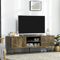 HOMCOM Mobile Porta TV da 55" con Armadietto e Cassetti in Legno e Acciaio, 150x39x50.8cm, Legno e Oro(m-2)