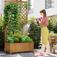 Outsunny Jardiniera Verticala Lemn Galben 90×45×180 cm – Brad & Design Vertical(m-2)