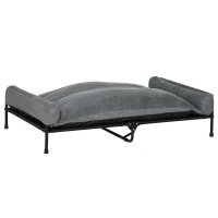 PawHut Cama Elevada para Perros y Gatos Cama Cesta para Mascotas Medianas y Grandes con Cojín Desmontable Lavable y Tela de Malla Transpirable 120x80x30 cm Gris(m-1)