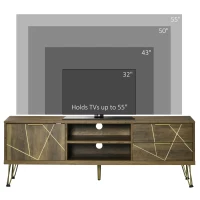 HOMCOM Mobile Porta TV da 55" con Armadietto e Cassetti in Legno e Acciaio, 150x39x50.8cm, Legno e Oro(m-6)