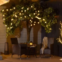 Outsunny Guirnaldas de Luces 4-Paquete para Exterior con 80 Bolas LED Algodón Luces de Hadas Blanco Cálido IP44 para Decoración de Fiestas Bodas Patio Jardín Adornos de Navidad para Árbol(m-10)