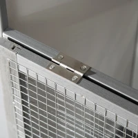 PawHut Cusca pentru pasari in aer liber din lemn de brad, 2 deschideri cu blocare 4 stinghii si tava detasabila, gri deschis, 80,5x57x153cm(m-9)