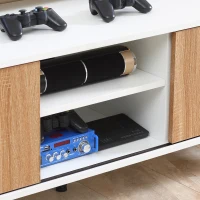 HOMCOM Suport TV pentru modele de pana la 50" Max, PAL modern si suport TV din otel cu 2 rafturi deschise si 2 dulapuri inchise, 120x39,5x45cm(m-8)