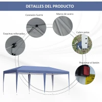 Outsunny Cenador de Jardín 6x3 m Gazebo con Altura Ajustable en 3 Niveles Bolsa de Transporte Marco de Acero Anti-UV Azul(m-7)