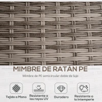 Outsunny Conjunto de Muebles de Jardín 8 Piezas de Ratán Sintético con 2 Mesas Reposapiés y Cojines para Patio Terraza Marrón y Gris(m-5)