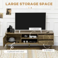 HOMCOM Mobile Porta TV da 55" con Armadietto e Cassetti in Legno e Acciaio, 150x39x50.8cm, Legno e Oro(m-4)