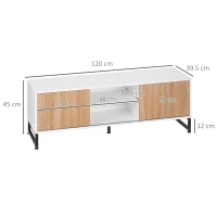 HOMCOM Suport TV pentru modele de pana la 50" Max, PAL modern si suport TV din otel cu 2 rafturi deschise si 2 dulapuri inchise, 120x39,5x45cm(m-3)