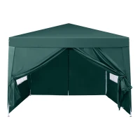 Outsunny Carpa Gazebo con Paredes Desmontables Ventanas Visibles Puerta con Cremallera Incluye Bolsa de Transporte Cuerdas y Piquetas 3x3 m Verde(m-11)