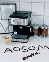 HOMCOM Macchina per Caffè Espresso e Cappuccino, 850W e 15 Bar, Serbatoio Rimovibile, 35.5x21x29cm(m-10)