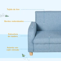HOMCOM Sillón Infantil Mini Sofá para Niños de +3 Años con Asiento Acolchado Reposabrazos y Estructura de Madera Carga Máx. de 65 kg 49x45x44 cm Azul(m-6)