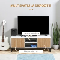 HOMCOM Suport TV pentru modele de pana la 50" Max, PAL modern si suport TV din otel cu 2 rafturi deschise si 2 dulapuri inchise, 120x39,5x45cm(m-4)