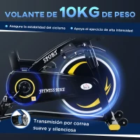 HOMCOM Bicicleta Estática de Fitness con Pantalla LCD Volante de Inercia de 10 kg 47x120x104.5-117cm Amarillo y Negro(m-5)