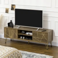 HOMCOM Mobile Porta TV da 55" con Armadietto e Cassetti in Legno e Acciaio, 150x39x50.8cm, Legno e Oro(m-10)