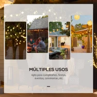 Outsunny Guirnaldas de Luces 4-Paquete para Exterior con 80 Bolas LED Algodón Luces de Hadas Blanco Cálido IP44 para Decoración de Fiestas Bodas Patio Jardín Adornos de Navidad para Árbol(m-6)