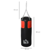 HOMCOM Boxing Punch Bag MMA Training Kickboxing with Hanging Chain Black(m-3)