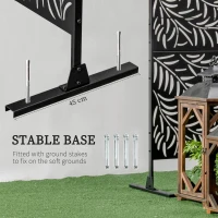 Outsunny Decorative Privacy Screen with Stand, 6.5FT Freestanding Metal Outdoor Divider, Decorative Privacy Panel with Expansion Screws for Garden Patio Pool Hot Tub, Willow Branch Style, Black(m-5)