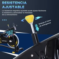 HOMCOM Bicicleta Estática de Fitness con Pantalla LCD Volante de Inercia de 10 kg 47x120x104.5-117cm Amarillo y Negro(m-6)