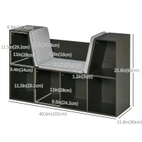 HOMCOM Kids Bookcase Shelf Storage Cabinet Unit, Living Room Sideboard w/ Six Compartments - Brown(m-3)