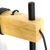 Lampa de masa in stil industrial HOMCOM, veioza si noptiera din lemn si otel, fara abajur, negru si natural(m-8)