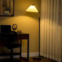 HOMCOM Floor Lamps for Living Room Bedroom with Adjustable Pleated Lampshade, Modern Standing Lamp, 55x37x162cm, White(m-10)