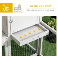 PawHut Indoor Rabbit Hutch, Guinea Pig Cage, with Slide-Out Tray, Large Fenced Area - Light Grey(m-6)