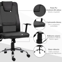 Vinsetto Scaun Birou Ergonomic Rotativ in Mesh si Piele Ecologica Inaltime Reglabila, Negru(m-5)