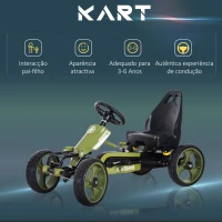 HOMCOM Go-Kart a pedais para crianças acima de 3 anos com freio  embreagem assento ajustável máx. 35 kg 105x54x61cm Verde(m-4)