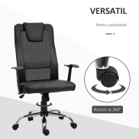 Vinsetto Scaun Birou Ergonomic Rotativ in Mesh si Piele Ecologica Inaltime Reglabila, Negru(m-6)