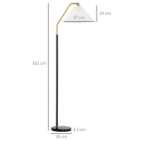 HOMCOM Floor Lamps for Living Room Bedroom with Adjustable Pleated Lampshade, Modern Standing Lamp, 55x37x162cm, White(m-3)