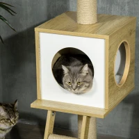 PawHut Ansamblu pentru pisici din PAL reglabil in inaltime cu stalp de zgariat pentru pisici, hamac pentru pisici si minge de joaca, 40x40x225-285cm(m-9)