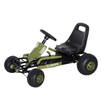 HOMCOM Kart a Pedais com Assento Ajustável Embreagem Travão de Mão para Crianças de 3-6 Anos 99x65x56 cm Verde e Preto(m-11)
