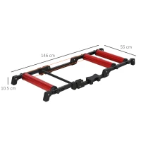 HOMCOM Rolo de Bicicleta Dobrável Ajustável Interior 146x55x10,5cm Vermelho e Preto(m-3)