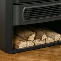HOMCOM Elektrokamin, realistische Flammen, 2 Heizstufen, Überhitzungsschutz, Stahl, Schwarz, 44,5 x 32 x 74cm(m-9)