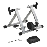 HOMCOM Rolo Bicicleta para treinamento de ciclismo Ajustável Treinador de Ciclismo  Cor Prateada  Estrutura de Aço - 54,5x42,2x39,1 cm(m-1)