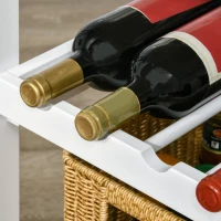 HOMCOM Compact Kitchen Trolley Utility Cart on Wheels with Wine Rack, Drawer, Open Shelf and Storage Cabinet for Dining Room, White(m-10)