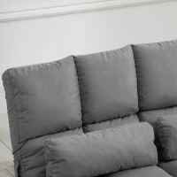 HOMCOM 2-In-1 Floor Sofa Lazy Bed, Folding Couch with 7 Position Adjustable Backrest, Thick Padding, Metal Frame and 2 Pillows, Light Grey(m-8)